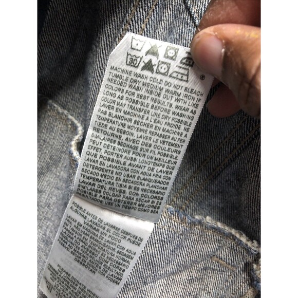 Levi Denim Sleeveless Vest Jacket Size XXL Bleached Stained Factory Destroyed - Picture 7 of 15